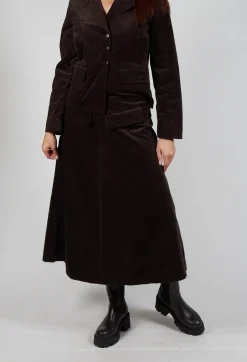 Les Filles d'Ailleurs Skirts^Velvet A-Line Skirt in Chocolate