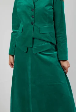 Les Filles d'Ailleurs Skirts^Velvet A-Line Skirt in Green
