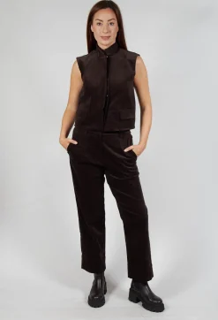 Les Filles d'Ailleurs Tops^Velvet Gillet in Chocolate