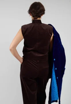 Les Filles d'Ailleurs Tops^Velvet Gillet in Chocolate