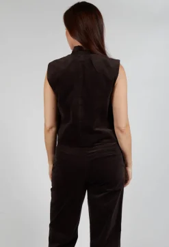 Les Filles d'Ailleurs Tops^Velvet Gillet in Chocolate