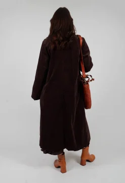 Les Filles d'Ailleurs Coats^Velvet Long Coat in Chocolate