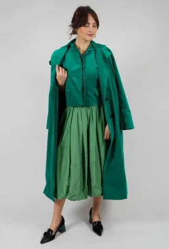 Les Filles d'Ailleurs Coats^Velvet Long Coat in Green