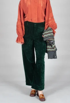Rene Derhy Trousers^Velvet Pocket Detail Trousers in Vert