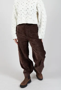 Rene Derhy Trousers^Velvet Pocket Detail Trousers in Marron