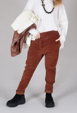 Album Di Famiglia Trousers^Velvet Slim Trousers in Rust