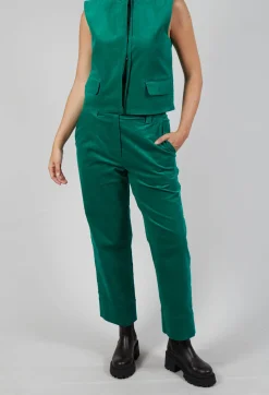 Les Filles d'Ailleurs Trousers^Velvet Straight Leg Trousers in Green