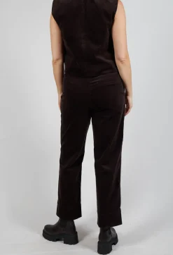 Les Filles d'Ailleurs Trousers^Velvet Straight Leg Trousers in Chocolate