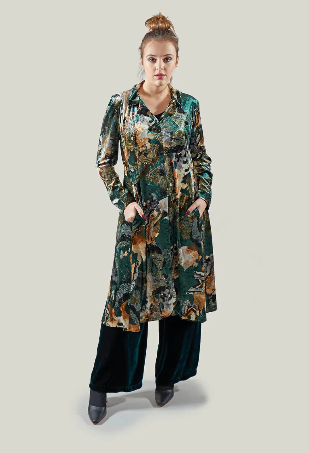 Out of Xile Co-ords & Suits^Velvet Wide Leg Trousers in Emerald