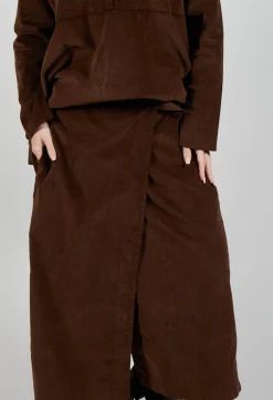 Album Di Famiglia Skirts^Velvet Wrap Skirt in Coffee