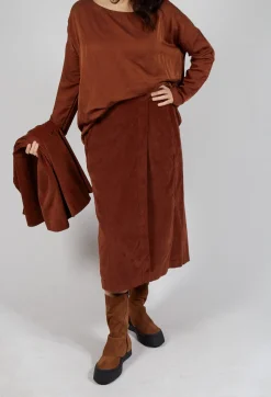 Album Di Famiglia Skirts^Velvet Wrap Skirt in Rust