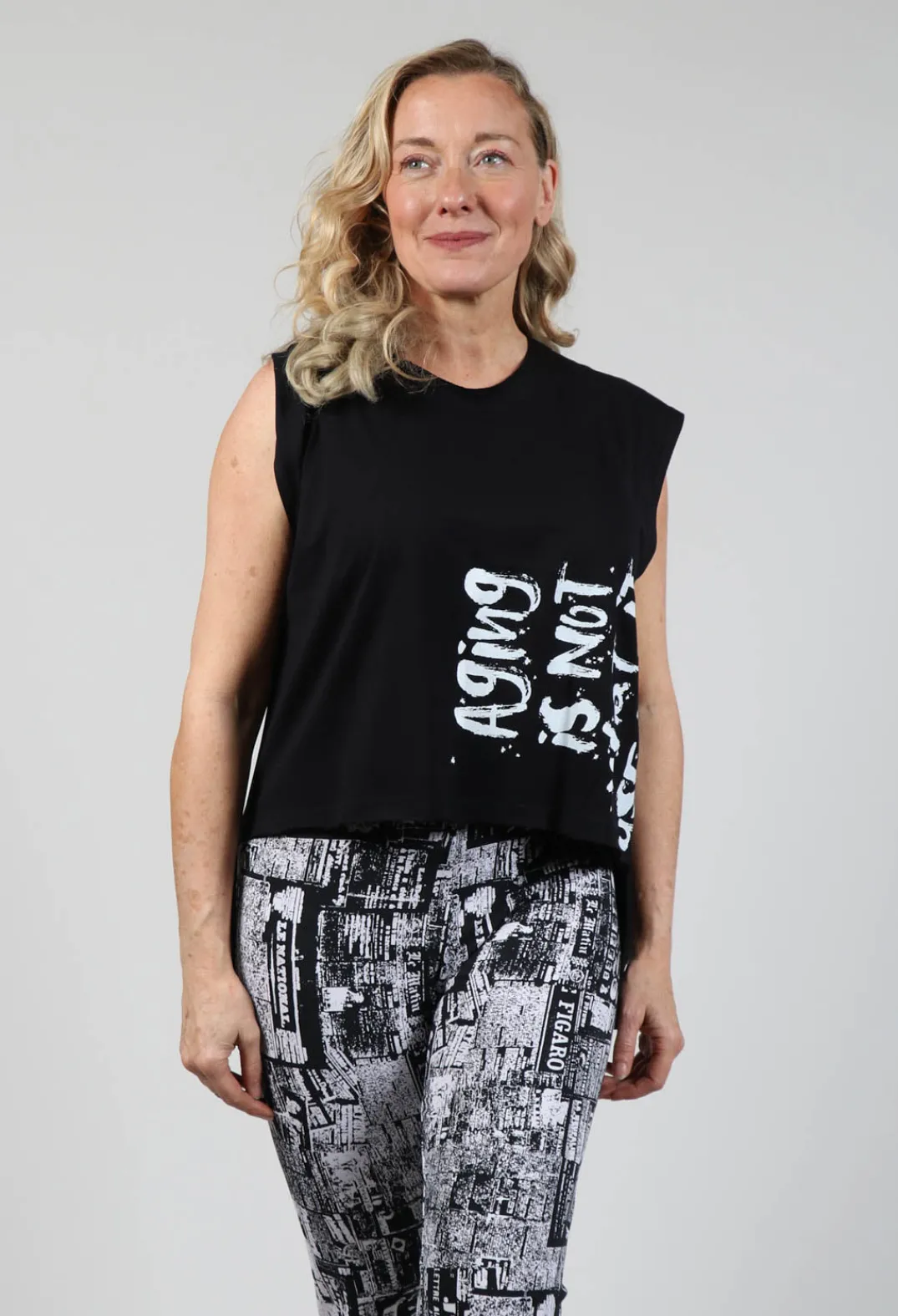 Bread and Butter Tops^Vest Top in Black Print