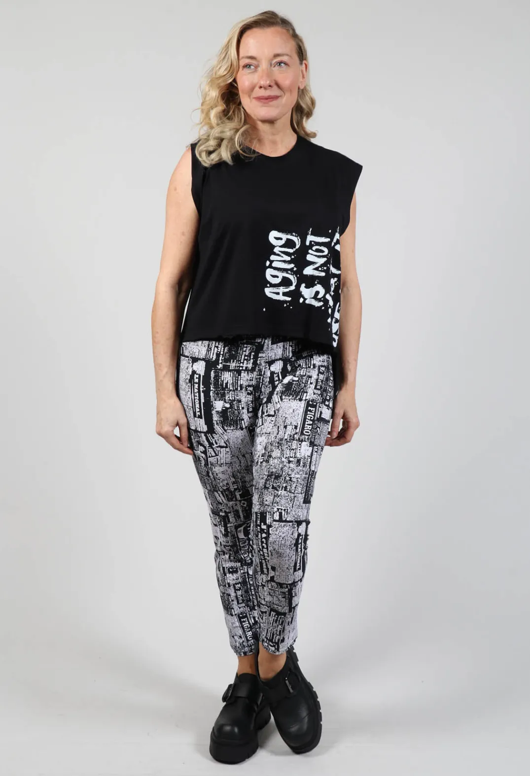 Bread and Butter Tops^Vest Top in Black Print