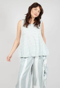 Rundholz Black Label Tops^Vest Top with Drawstring Hem in Grey Print
