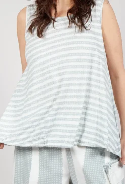 Rundholz Black Label Tops^Vest Top with Drawstring Hem in Grey Print