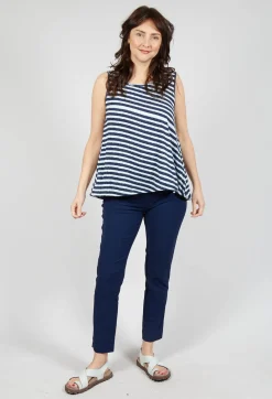 Rundholz Black Label Tops^Vest Top with Drawstring Hem in Navy Print