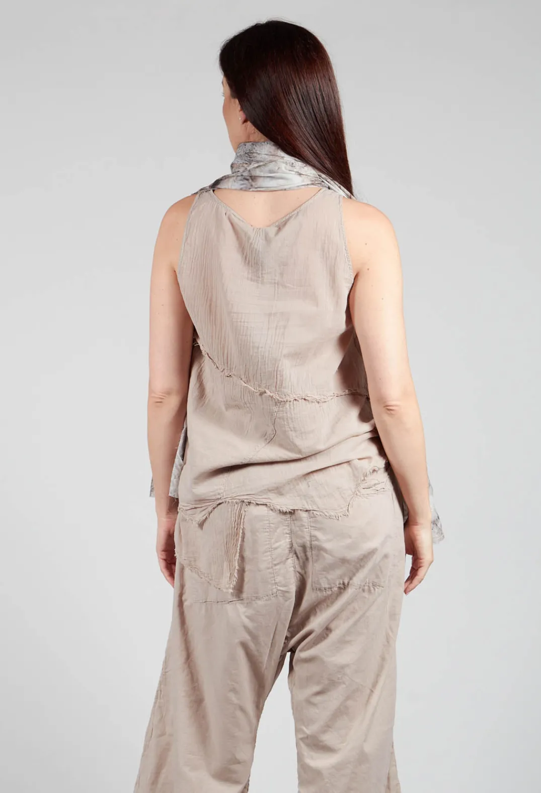 Pal Offner Tops^Vest Top with Raw Edges in Greige