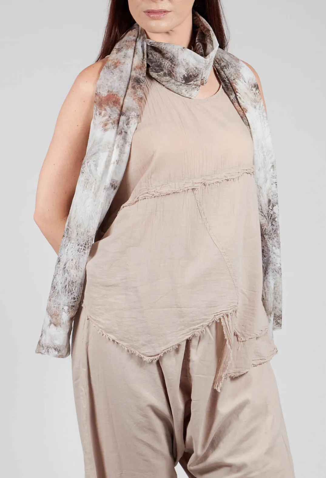 Pal Offner Tops^Vest Top with Raw Edges in Greige