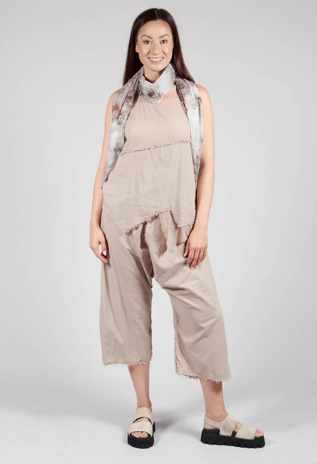 Pal Offner Tops^Vest Top with Raw Edges in Greige