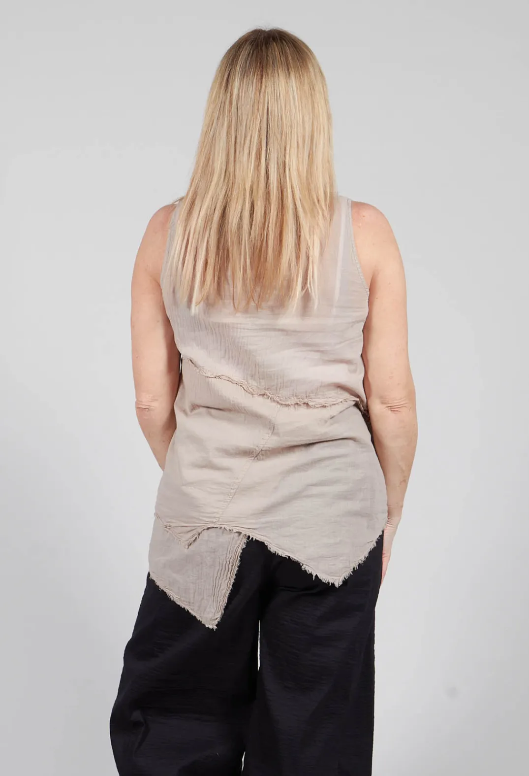 Pal Offner Tops^Vest Top with Raw Edges in Greige