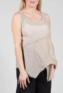 Pal Offner Tops^Vest Top with Raw Edges in Greige