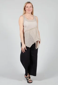 Pal Offner Tops^Vest Top with Raw Edges in Greige