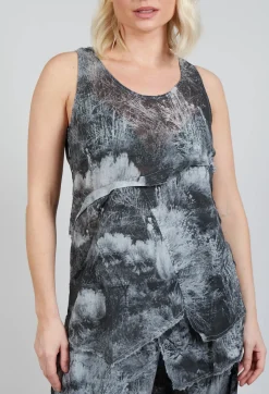 Pal Offner Tops^Vest Top with Raw Edges in Steppe Black