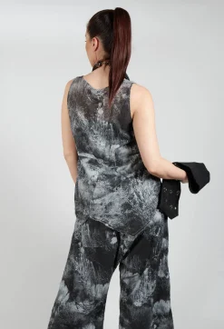 Pal Offner Tops^Vest Top with Raw Edges in Steppe Black