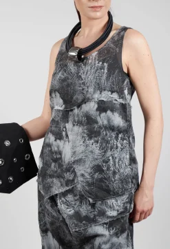 Pal Offner Tops^Vest Top with Raw Edges in Steppe Black