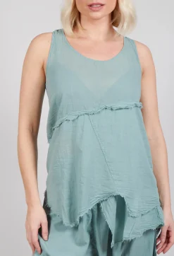 Pal Offner Tops^Vest Top with Raw Edges in Pale Turquoise
