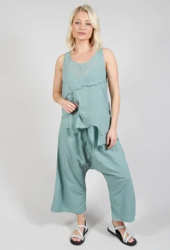 Pal Offner Tops^Vest Top with Raw Edges in Pale Turquoise