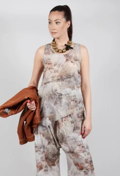 Pal Offner Tops^Vest Top with Raw Edges in Steppe Bronze