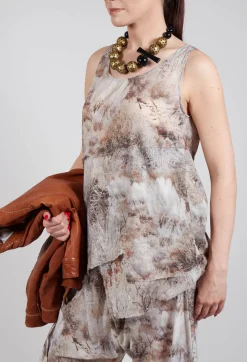 Pal Offner Tops^Vest Top with Raw Edges in Steppe Bronze