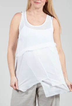 Pal Offner Tops^Vest Top with Raw Edges in White