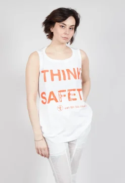Rundholz Dip Tops^Vest Top with Square Neckline in Bleach and Mandarine Print