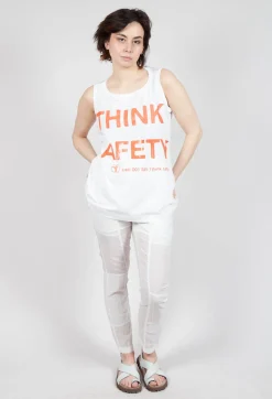 Rundholz Dip Tops^Vest Top with Square Neckline in Bleach and Mandarine Print