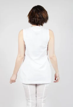 Rundholz Dip Tops^Vest Top with Square Neckline in Bleach and Royal Print