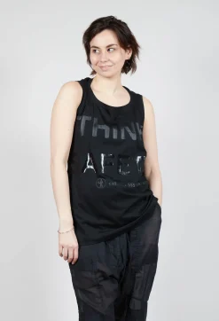 Rundholz Dip Tops^Vest Top with Square Neckline in Black and Black Print
