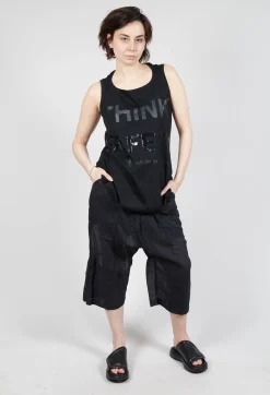 Rundholz Dip Tops^Vest Top with Square Neckline in Black and Black Print