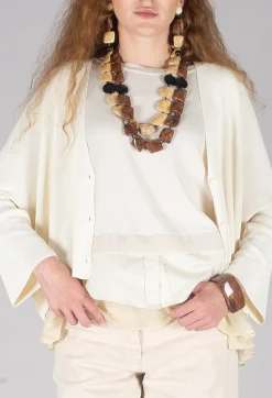 Isabel Benenato Cardigans^V-Neck Boxy Cardigan in White