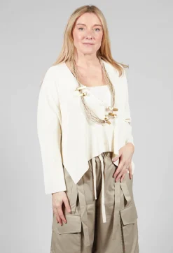 Isabel Benenato Cardigans^V-Neck Boxy Cardigan in White