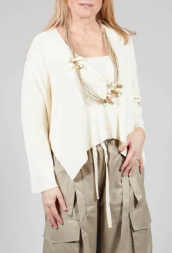 Isabel Benenato Cardigans^V-Neck Boxy Cardigan in White