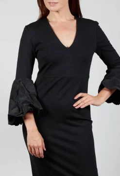 Mei Meij Dresses^V-Neck Jersey Shift Dress in Nero