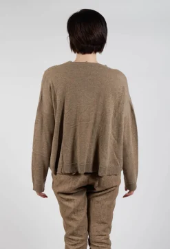 Rundholz Mainline Jumpers^V-Neck Ribbed Jumper in Camel Mel