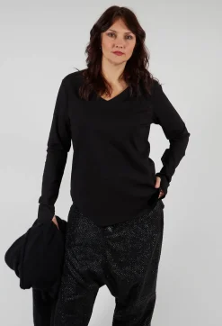 Pal Offner Jumpers^V-Neck Slim Pull Over in Black