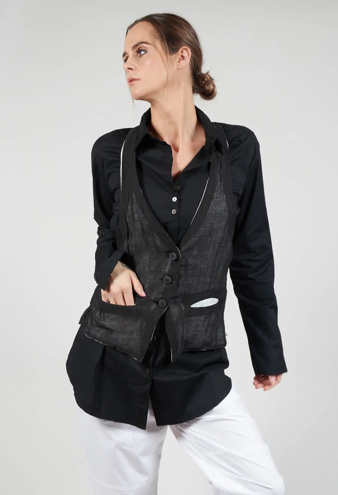 Marc Point Jackets^Waistcoat in Black / White