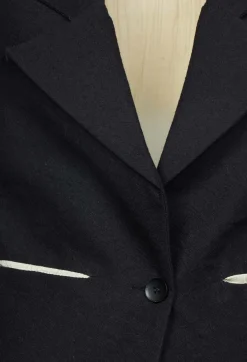 Marc Point Jackets^Waistcoat with Contrasting Back in Black and Cream