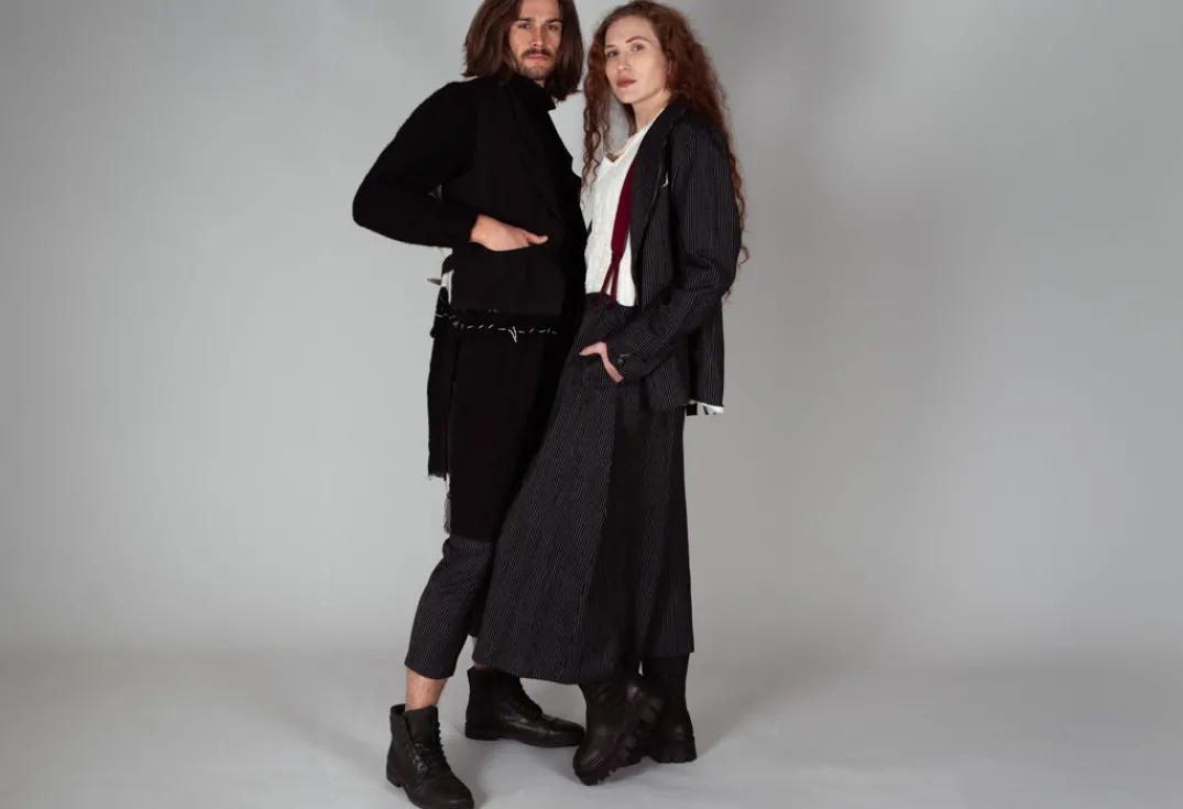 Marc Point Jackets^Waistcoat with Contrasting Back in Black and Cream