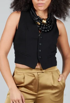 Nostra Santissima Jackets^Waistcoat with Faux Front Pockets in Black