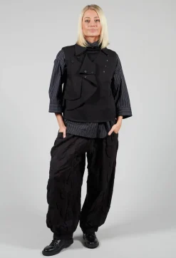 Caraclan Tops^Waistcoat with Popper Fastenings in Black